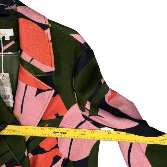 Boden Constance NWT Womens 10 Abstract Floral Wool Coat Bold Colorful Outerwear - Picture 10 of 16